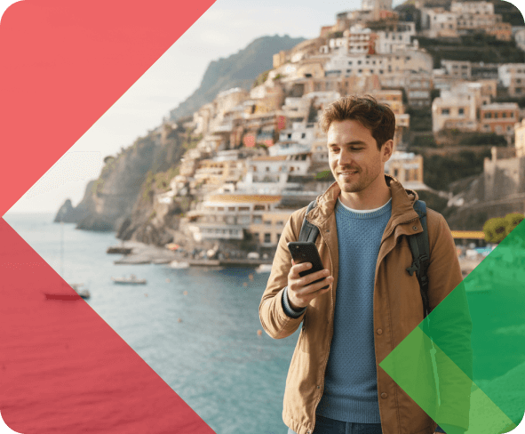 Man travelling by the sea